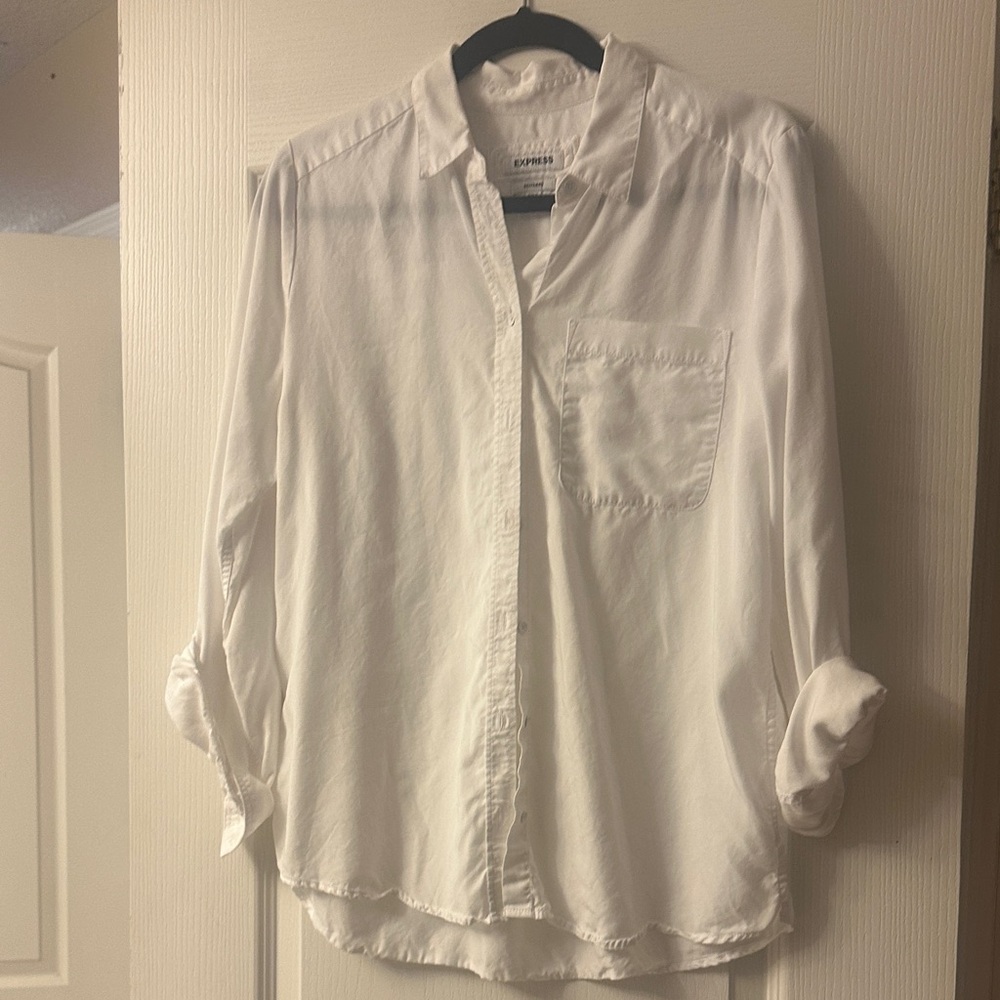Express Women's Boyfriend White Button Down Shirt